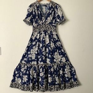 New Polo Ralph Lauren Navy / White Floral Long Dress Size 4